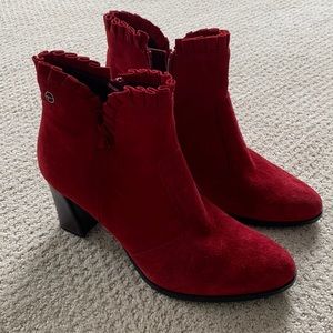 Cute red ankle boots